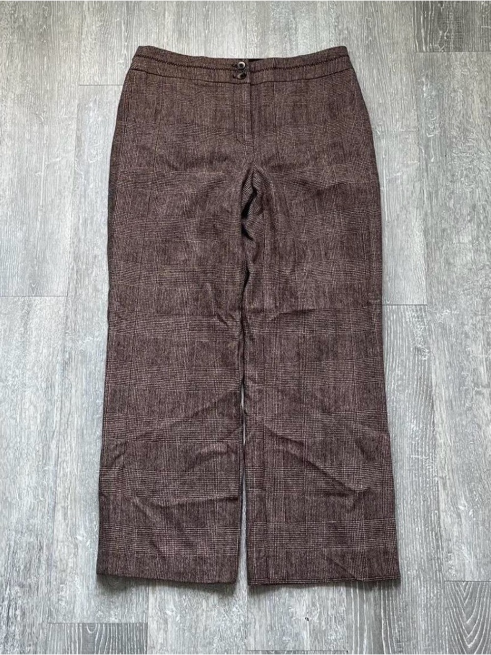 Women’s Brown Plaid Flared Cropped Dress Pants